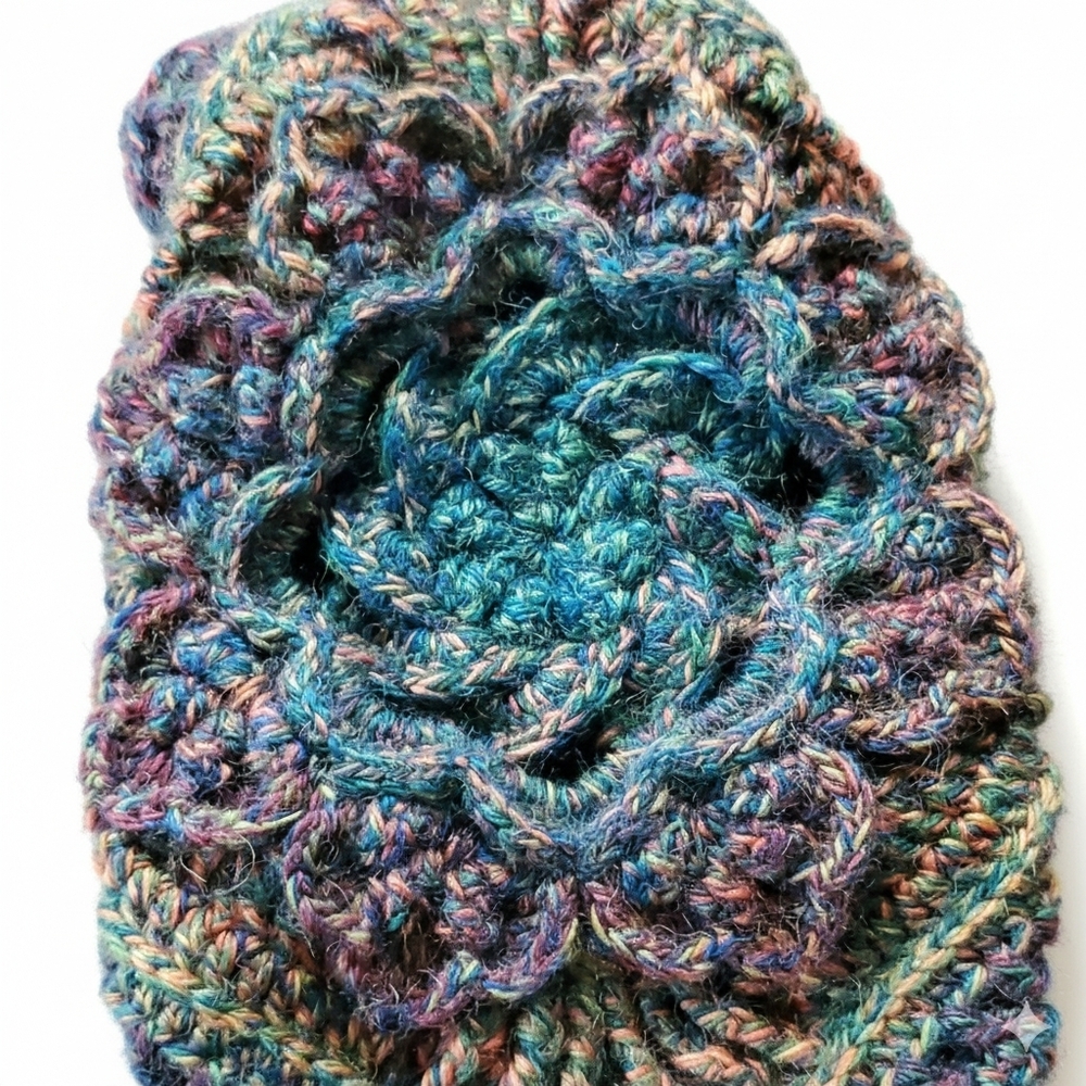 Handmade 4x6" Crochet Bracelet Purse Wood Wool Nylon Flower Boho Phone Fits - Picture 8 of 11